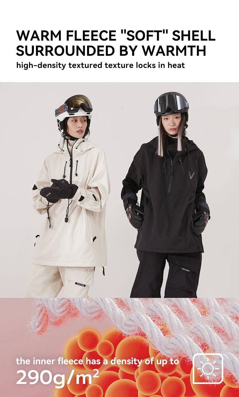 Men Women Solid Color Ski Jacket Ski Pants Warm Windproof Winter Overalls Hoodie Waterproof Outdoor Sports Clothing Snowboard