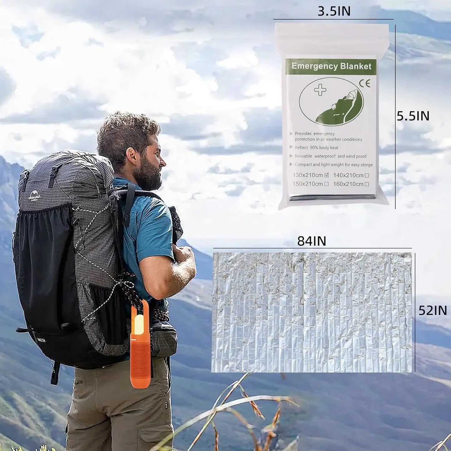 Emergency Thermal Survival Blanket — Waterproof Mylar First-Aid Foil Blanket (Multipack)