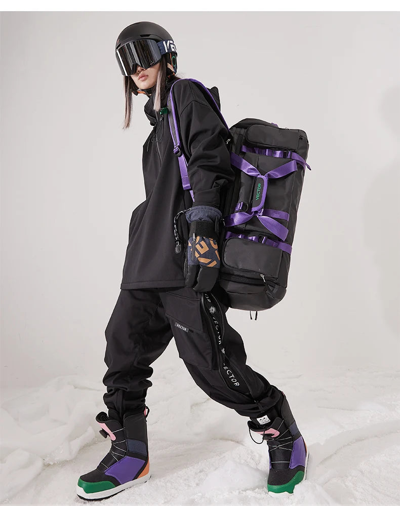 Men Women Solid Color Ski Jacket Ski Pants Warm Windproof Winter Overalls Hoodie Waterproof Outdoor Sports Clothing Snowboard
