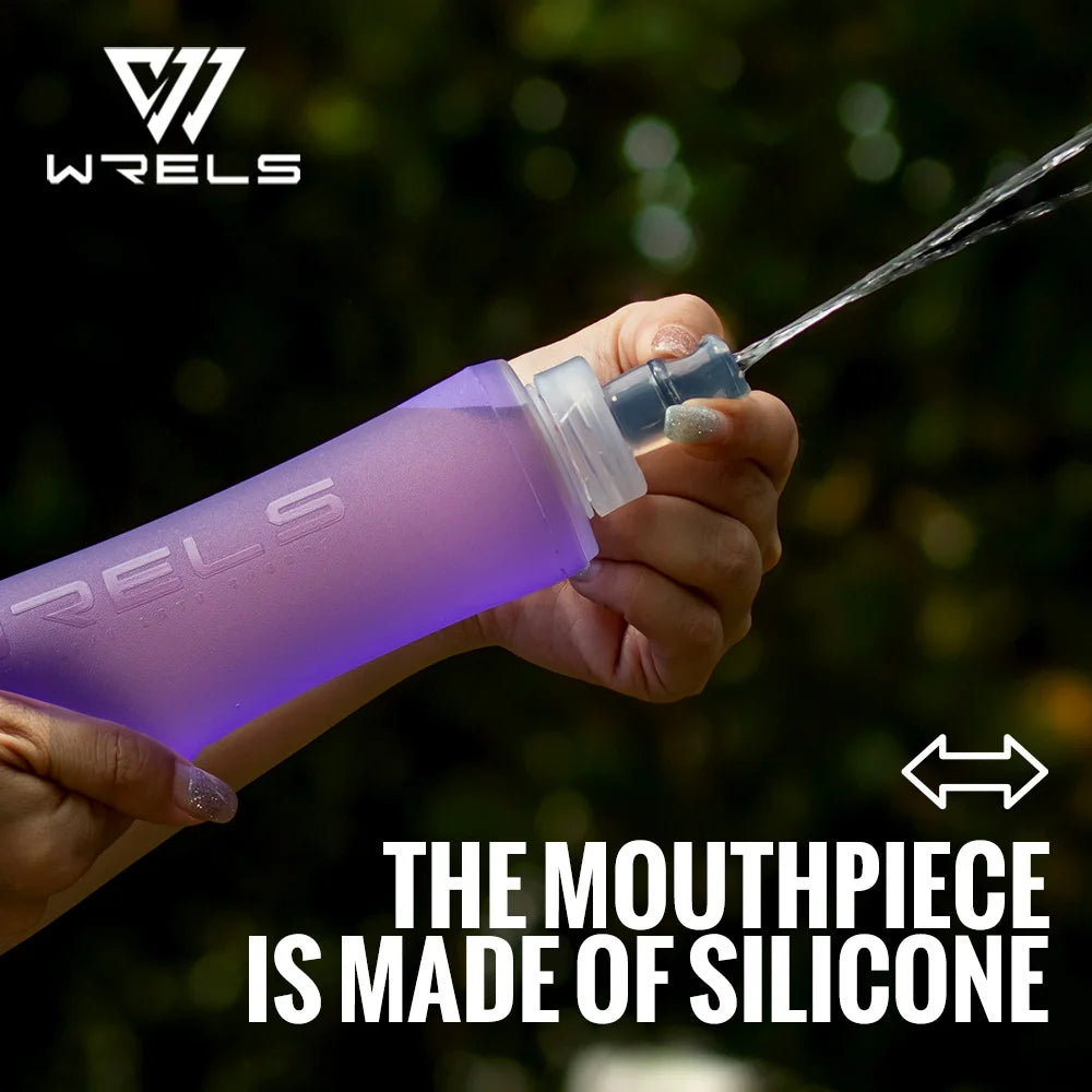 WRELS Collapsible Water Bottle BPA Free Silicone Foldable Soft Flask Outdoor Sport Portable Water Bag Running Camping Water Bag