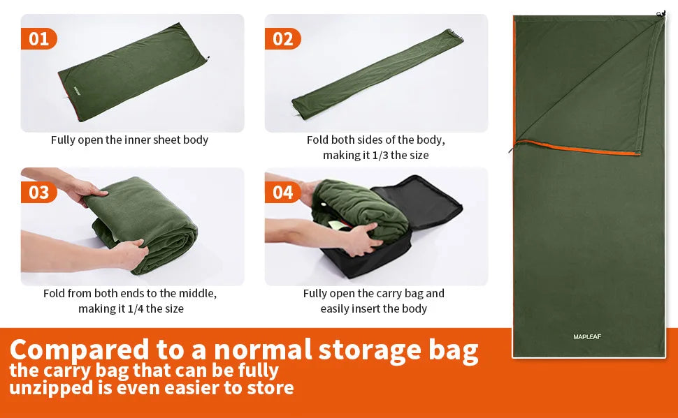 MAPLEAF Fleece Sleeping Bag Liner Lightweight Winter Sleeping Sack Sleeping Bag Sheet Travel Camping Sheet Camping Blanket Liner