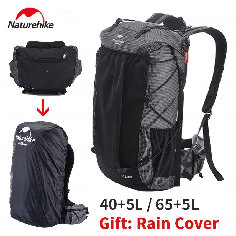 Naturehike Rock Series Hiking Backpack | 40L / 60L, Rain Cover, 420D Nylon