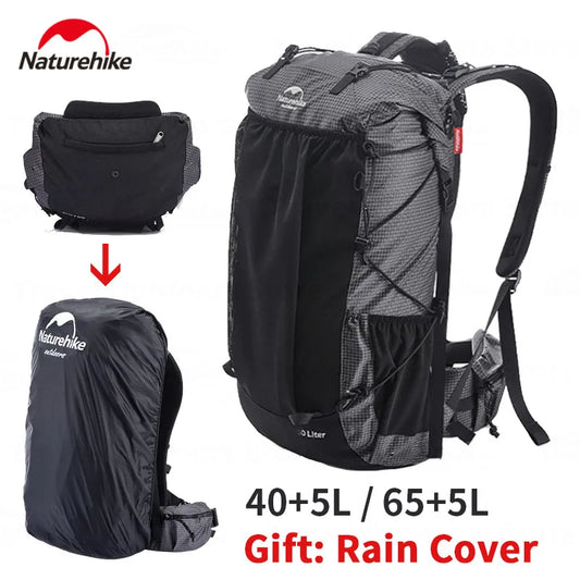 Naturehike Rock Series Hiking Backpack | 40L / 60L, Rain Cover, 420D Nylon