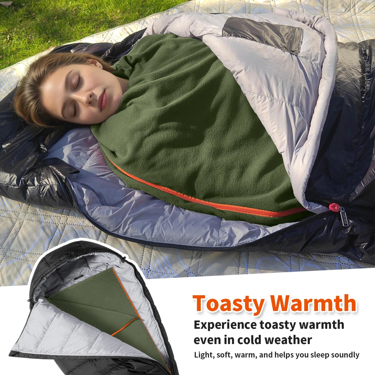 MAPLEAF Fleece Sleeping Bag Liner Lightweight Winter Sleeping Sack Sleeping Bag Sheet Travel Camping Sheet Camping Blanket Liner