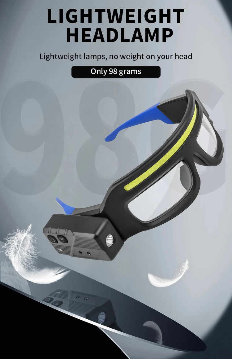 XTE COB Glasses Headlamp | 500LM, Touch Sensor, Dual Beam, USB-C