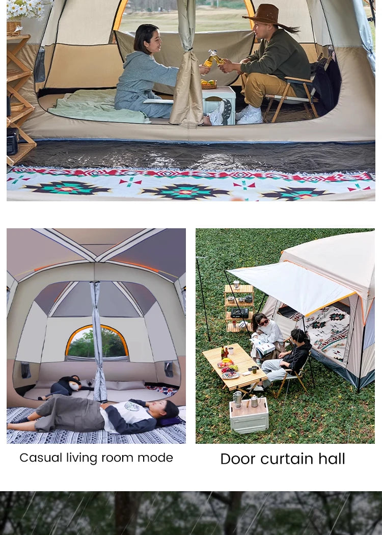 8-12 Person Family Tent | 2 Bedrooms + Living Room, 4-Season