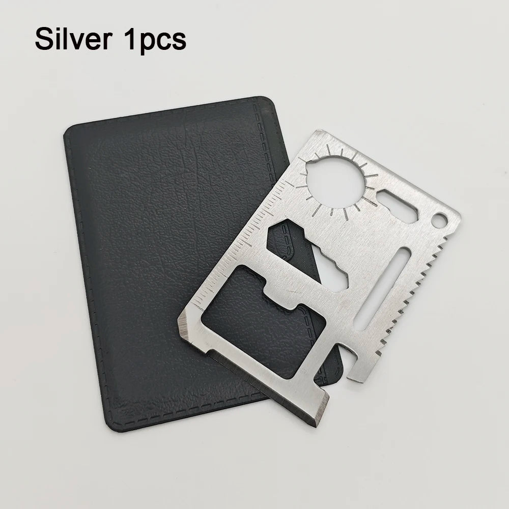 Stainless Steel EDC Pocket Tool 11 in 1 Credit Card Portable Multi Function Survival Tool For Outdoor Camping Hunting Traveling
