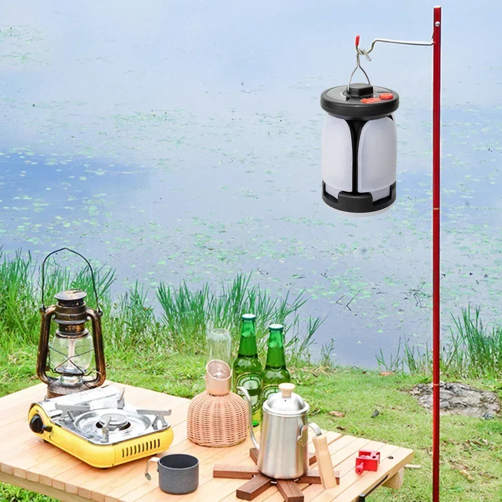 4-Leaf Solar Camping Lantern — Foldable Rechargeable Warm Tent Light & Emergency Torch