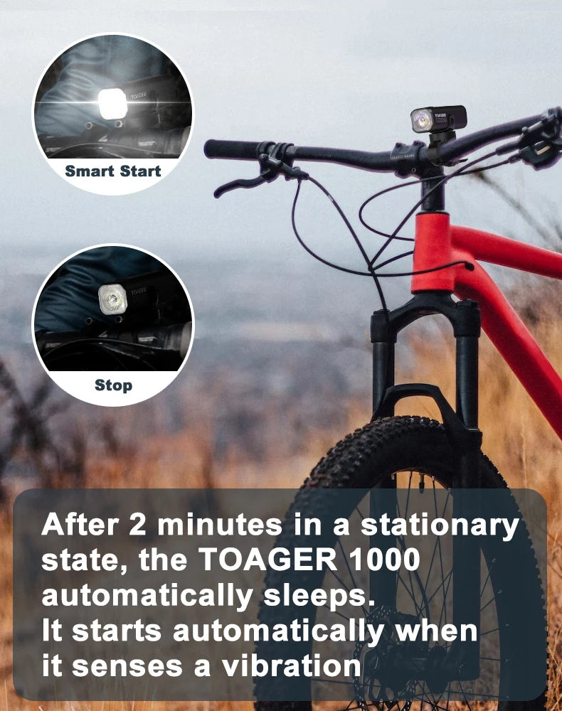 TOAGER 1000LM Bike Light Front Lamp Type C Rechargeable LED 21700 4500mAh Bicycle Light IPX6 Bicycle headlights Bike Accessories