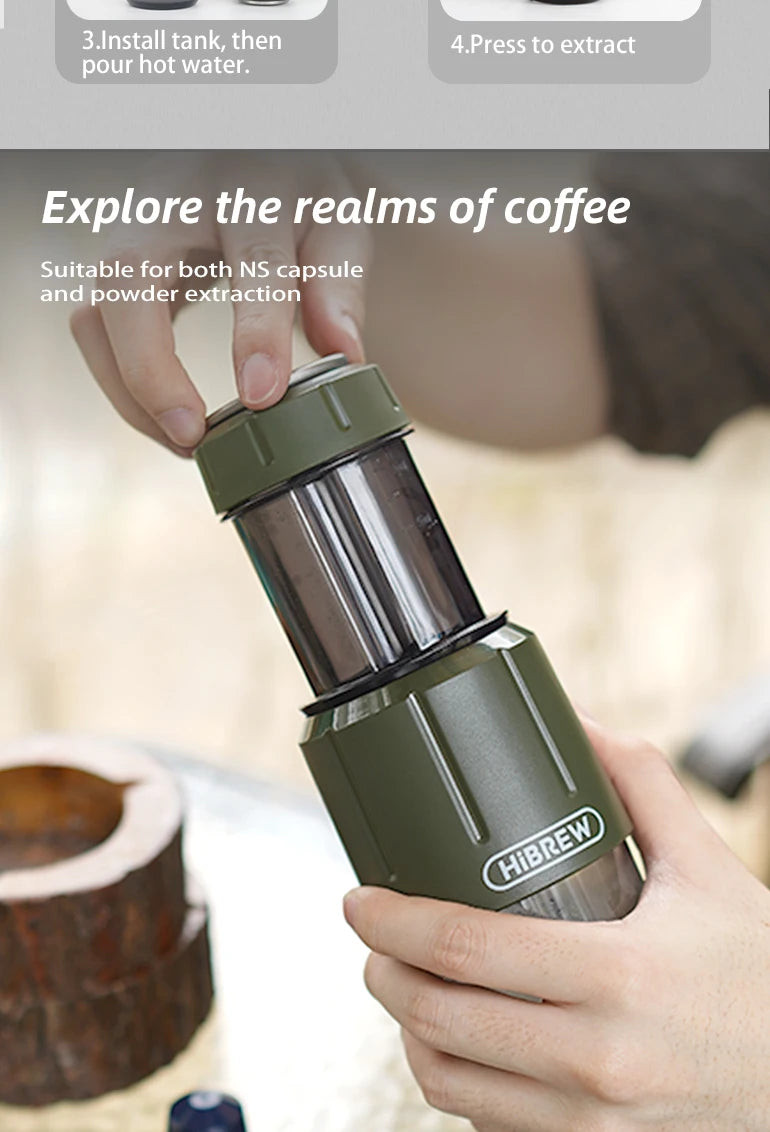 HiBREW H4D 2-in-1 Portable Espresso Maker — Hand-Press, Capsule & Ground, Hot/Cold