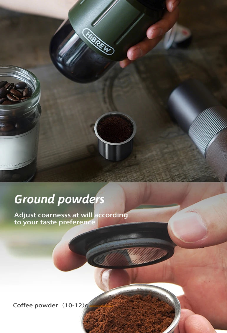 HiBREW H4D 2-in-1 Portable Espresso Maker — Hand-Press, Capsule & Ground, Hot/Cold