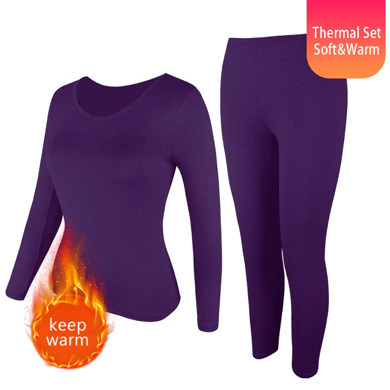Women Thermal Underwear Set 2 Pack Long Johns Ultra Soft Fleece Lined Base Layer Keep Warm Cold Weather Top Bottom