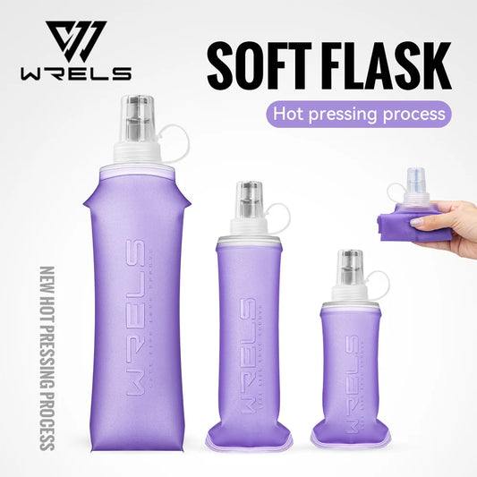 WRELS Collapsible Water Bottle BPA Free Silicone Foldable Soft Flask Outdoor Sport Portable Water Bag Running Camping Water Bag