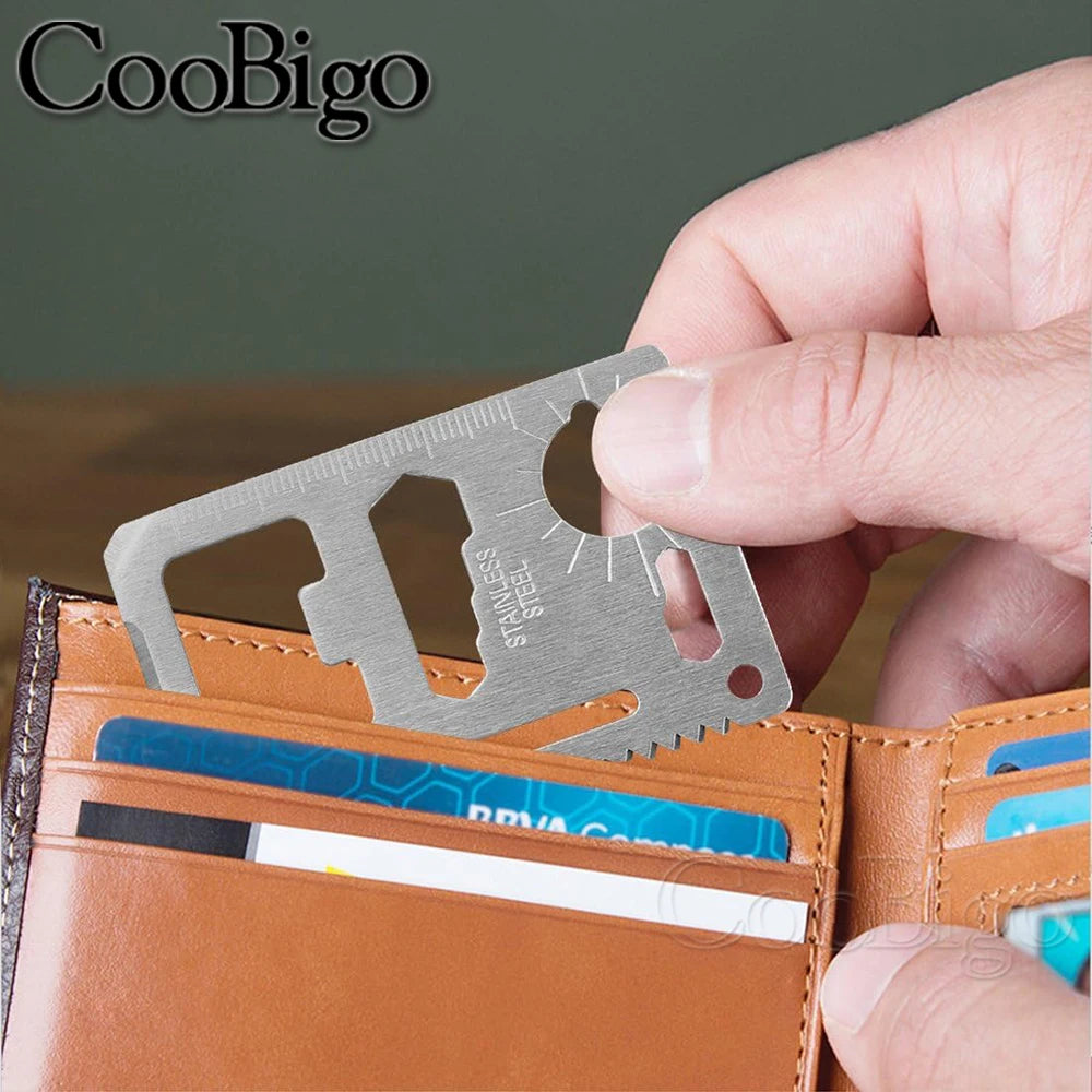 11 in 1 Pocket Tools Credit Card Knife Stainless Steel Beer Opener Multipurpose Outdorr Camping Hiking Hunting Survival Gear EDC