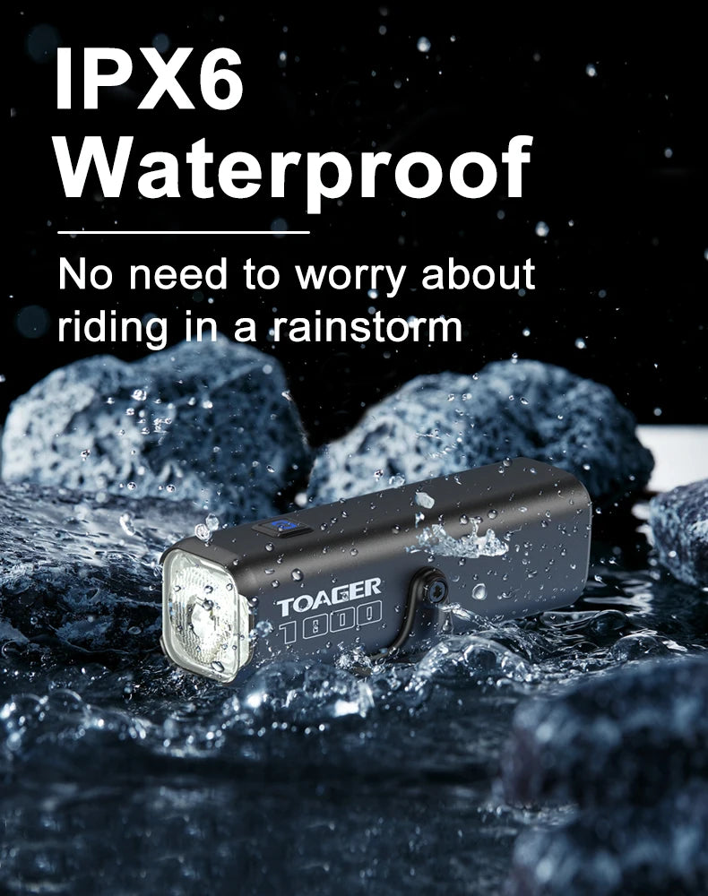 TOAGER 1000LM Bike Light Front Lamp Type C Rechargeable LED 21700 4500mAh Bicycle Light IPX6 Bicycle headlights Bike Accessories