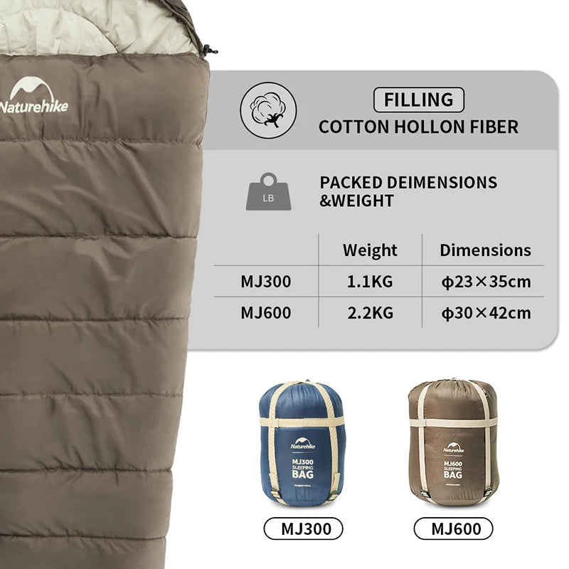 Naturehike Mummy Sleeping Bag | Winter Rated -12°C Lightweight MJ300/MJ600