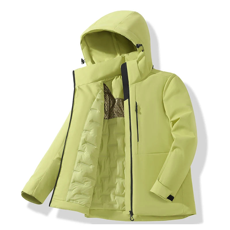 JNLN Unisex Waterproof Fleece Jackets Winter Windproof Thermal Windbreaker Men Women Hiking Camping Skiing Climbing Raincoat