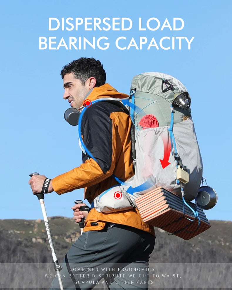 55L Internal Frame Waterproof Hiking Backpack | Rain Cover, Lightweight