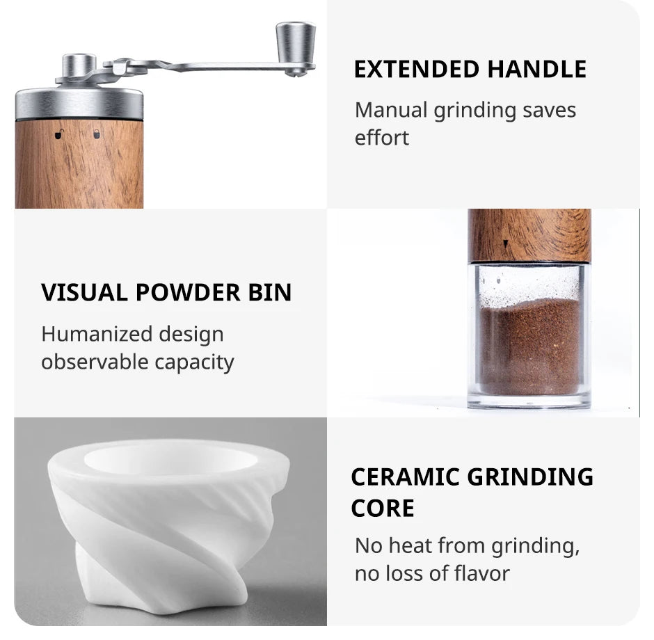 Portable Wood Grain Coffee Bean Grinder