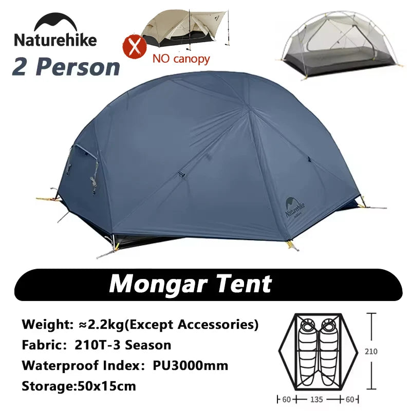 Naturehike Mongar 2 UL/PRO Tent | Ultralight 15D Backpacking 1-2 Person