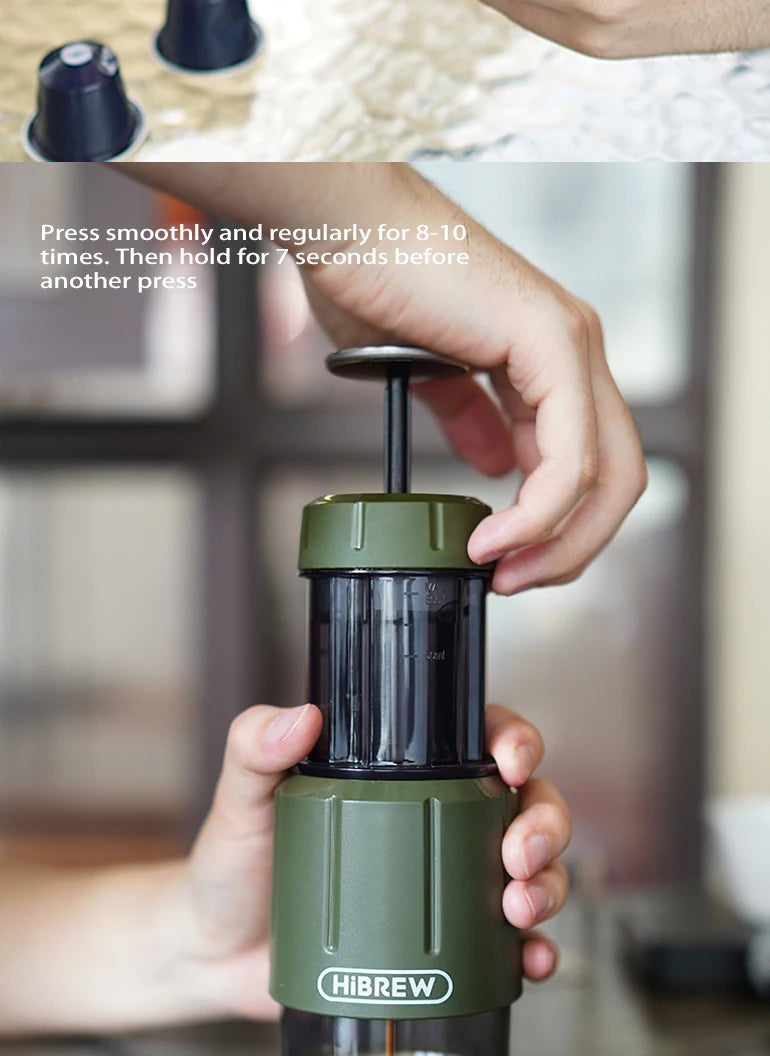 HiBREW H4D 2-in-1 Portable Espresso Maker — Hand-Press, Capsule & Ground, Hot/Cold