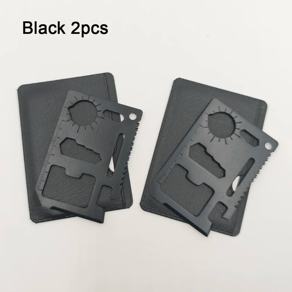 Stainless Steel EDC Pocket Tool 11 in 1 Credit Card Portable Multi Function Survival Tool For Outdoor Camping Hunting Traveling