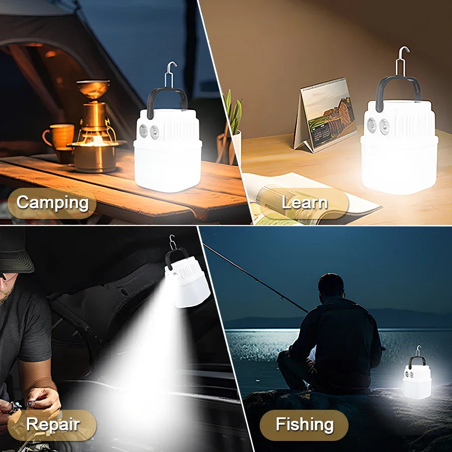 Solar LED Camping Lantern — USB Rechargeable Waterproof Tent Light for Hiking & BBQ