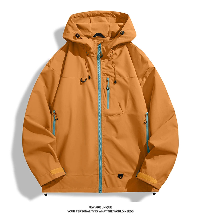 JNLN Unisex Waterproof Windbreaker Outdoor Sport Windproof Single-Layer Jacket Men Women Hiking Climbing Trekking Rain Coat