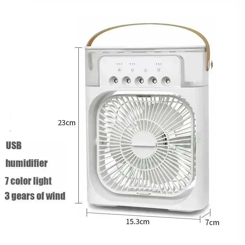 3 In 1 Mini Air Cooler Portable Cooling Fan With LED Night Light Humidifier Desktop Refreshing Appliance For Home Office Bedroom