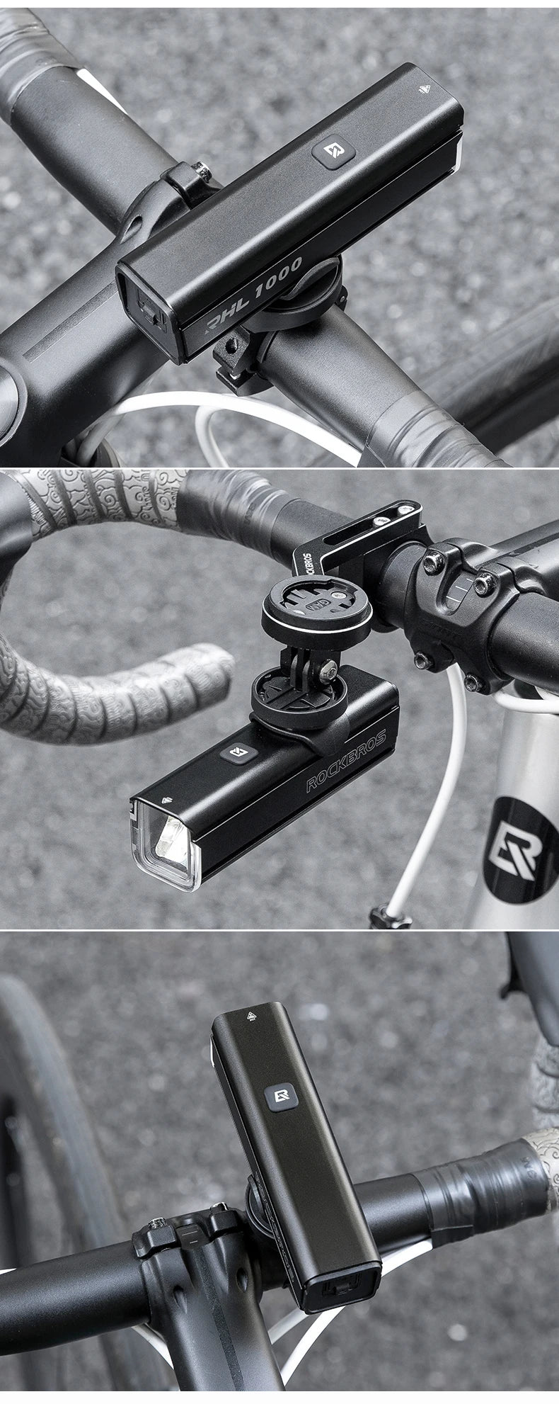 ROCKBROS 1000LM Bike Light Front Lamp Type-C Rechargeable LED 4500mAh Bicycle Light Waterproof Headlight Bike Accessories