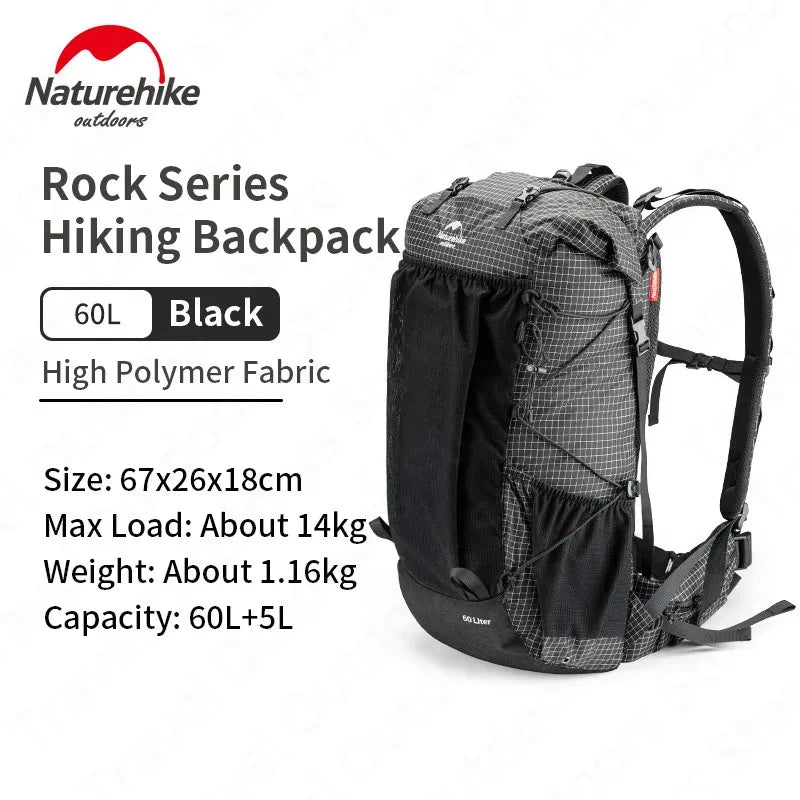 Naturehike Rock Series Hiking Backpack | 40L / 60L, Rain Cover, 420D Nylon