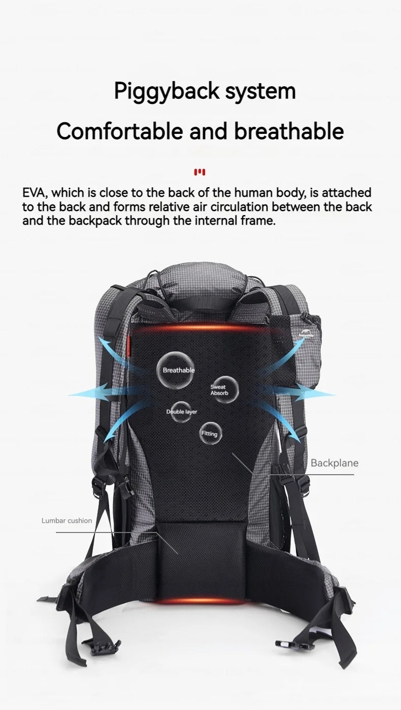 Naturehike Rock Series Hiking Backpack | 40L / 60L, Rain Cover, 420D Nylon