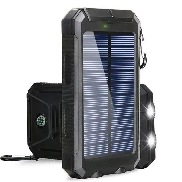 Solar Power Bank 80000mAh | Solar Panel, LED Flashlight & Compass