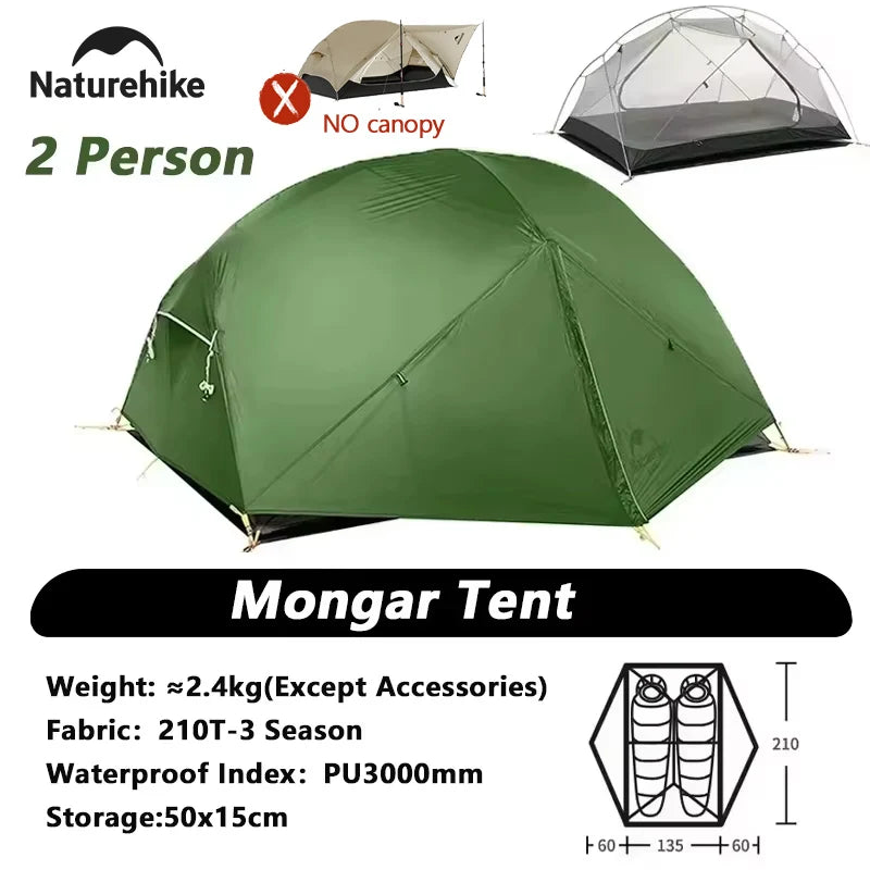 Naturehike Mongar 2 UL/PRO Tent | Ultralight 15D Backpacking 1-2 Person