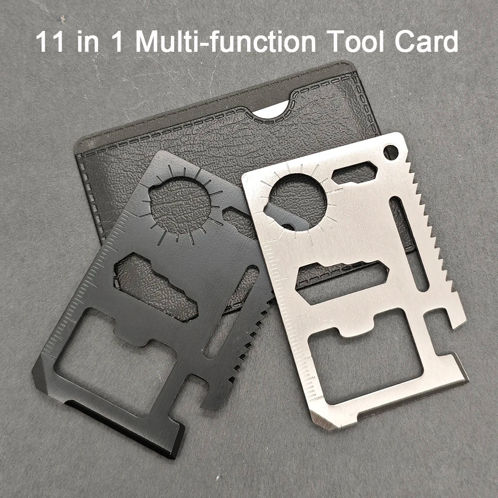 Stainless Steel EDC Pocket Tool 11 in 1 Credit Card Portable Multi Function Survival Tool For Outdoor Camping Hunting Traveling