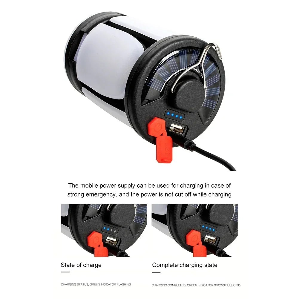 4-Leaf Solar Camping Lantern — Foldable Rechargeable Warm Tent Light & Emergency Torch