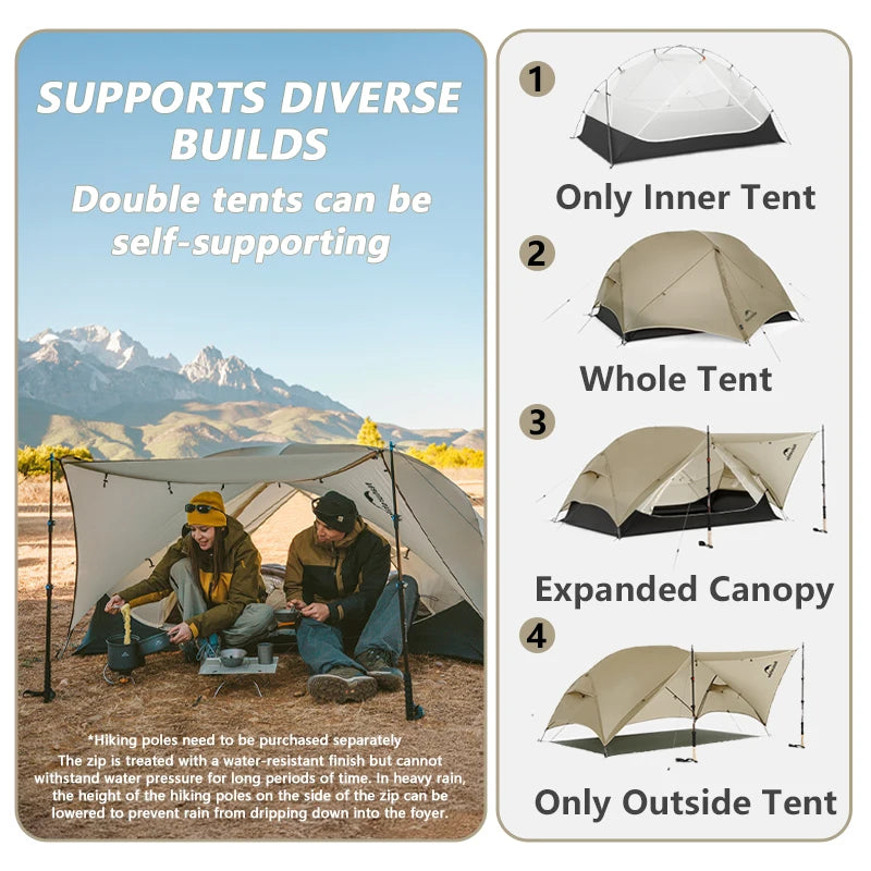 Naturehike Mongar 2 UL/PRO Tent | Ultralight 15D Backpacking 1-2 Person