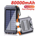 Solar Power Bank 80000mAh | Solar Panel, LED Flashlight & Compass