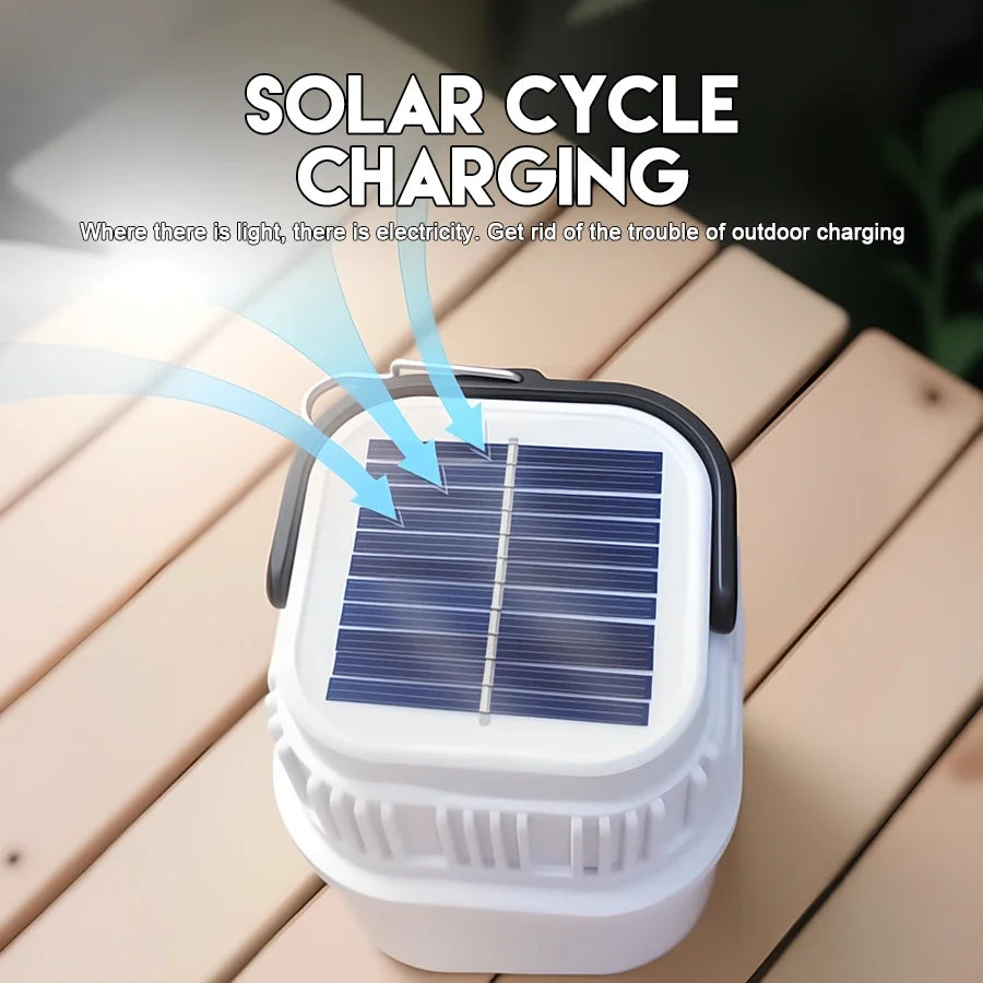 Solar LED Camping Lantern — USB Rechargeable Waterproof Tent Light for Hiking & BBQ