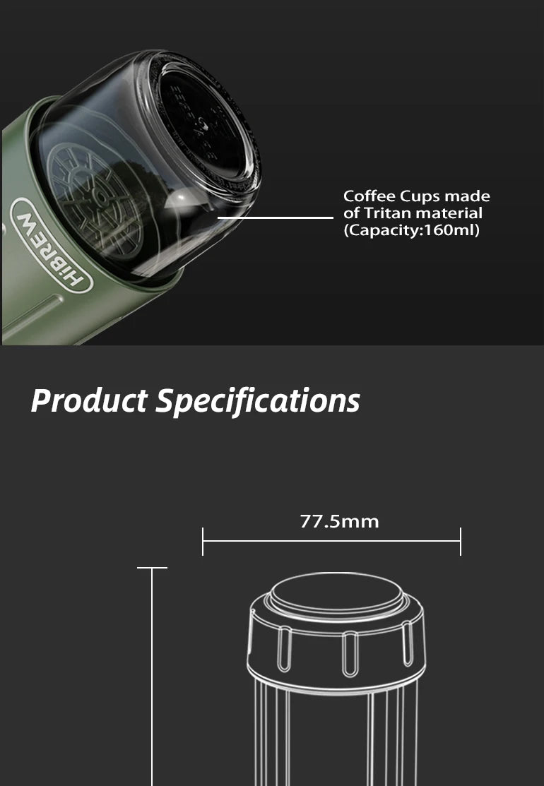 HiBREW H4D 2-in-1 Portable Espresso Maker — Hand-Press, Capsule & Ground, Hot/Cold