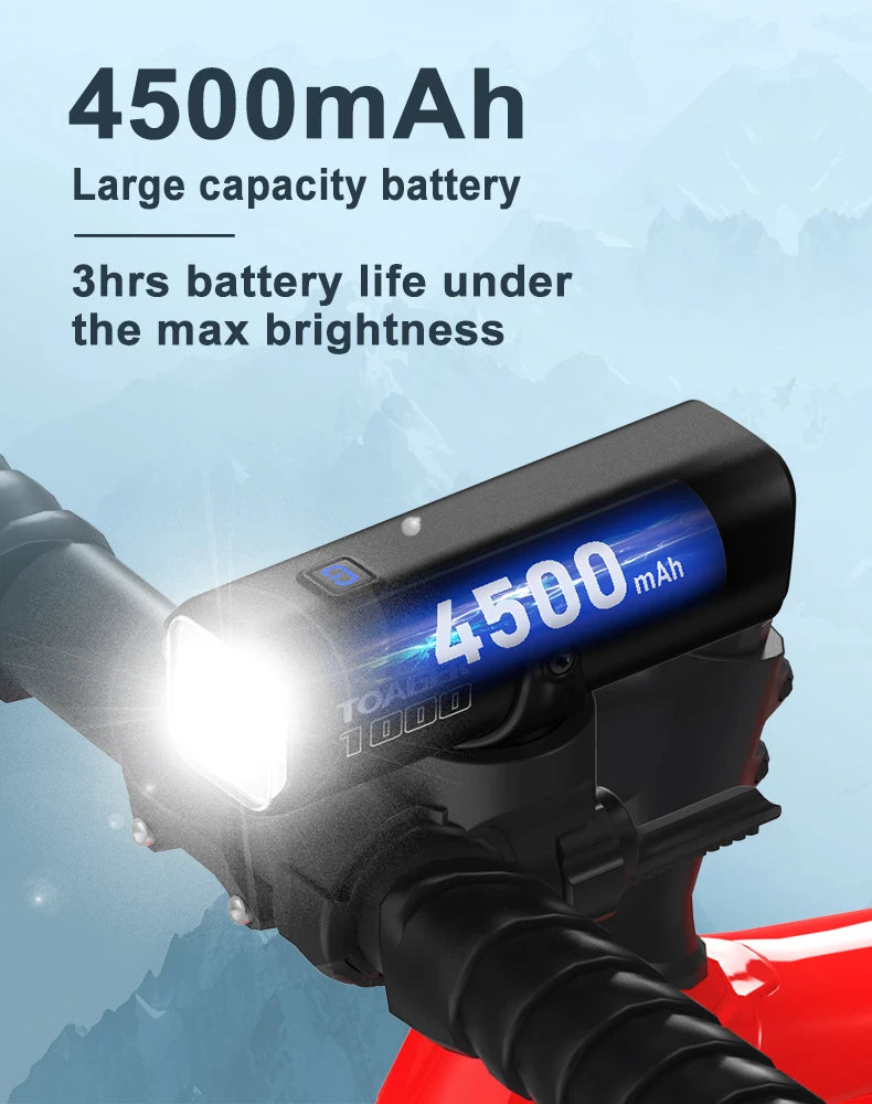 TOAGER 1000LM Bike Light Front Lamp Type C Rechargeable LED 21700 4500mAh Bicycle Light IPX6 Bicycle headlights Bike Accessories