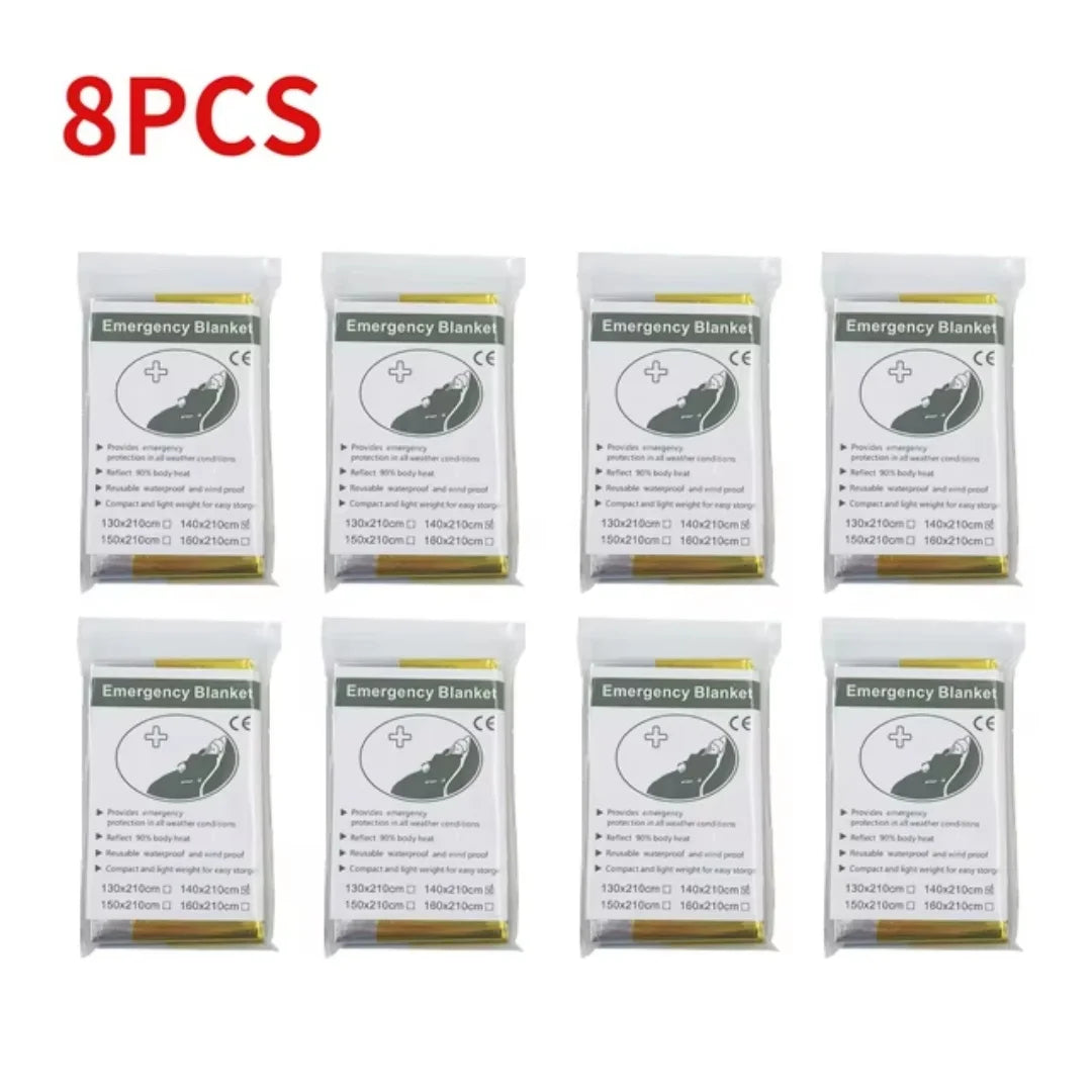 Emergency Thermal Survival Blanket — Waterproof Mylar First-Aid Foil Blanket (Multipack)
