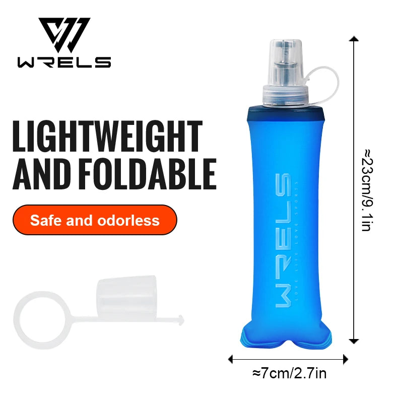 WRELS Collapsible Water Bottle BPA Free Silicone Foldable Soft Flask Outdoor Sport Portable Water Bag Running Camping Water Bag