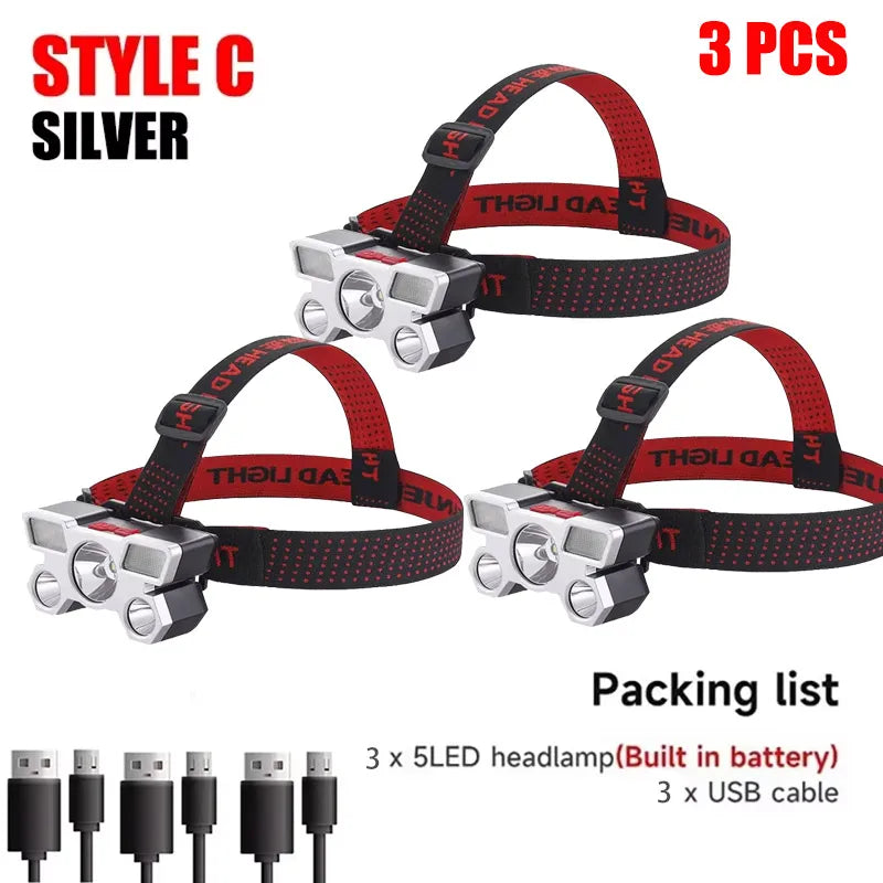 ESMARTER 5 LED COB Headlamp | Rechargeable, 4 Modes, SOS, Waterproof