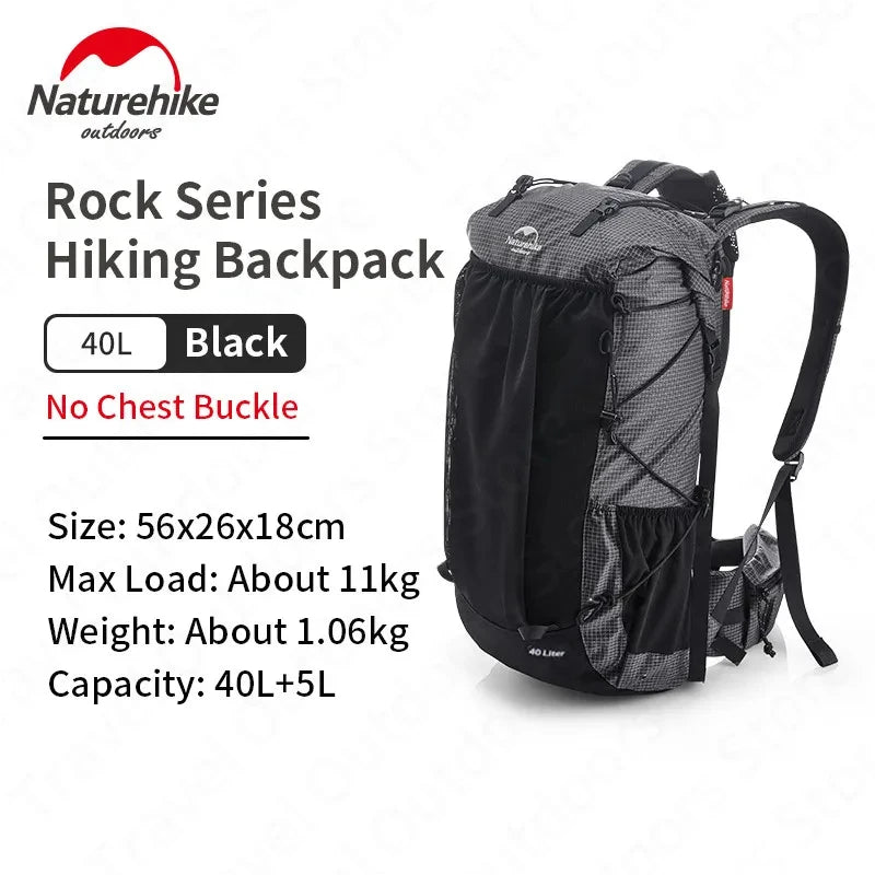 Naturehike Rock Series Hiking Backpack | 40L / 60L, Rain Cover, 420D Nylon