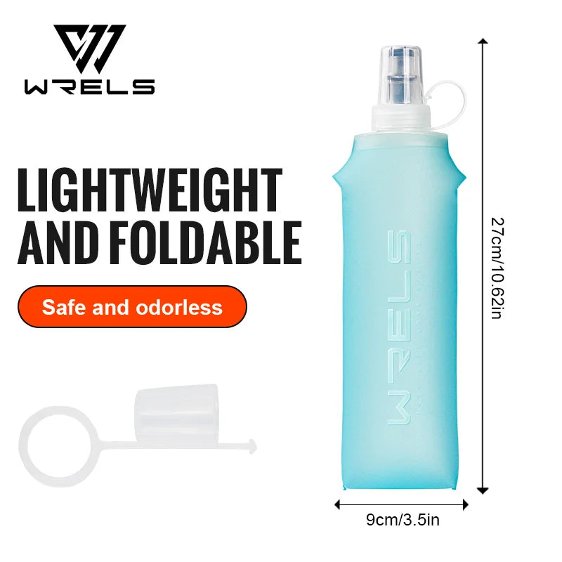 WRELS Collapsible Water Bottle BPA Free Silicone Foldable Soft Flask Outdoor Sport Portable Water Bag Running Camping Water Bag