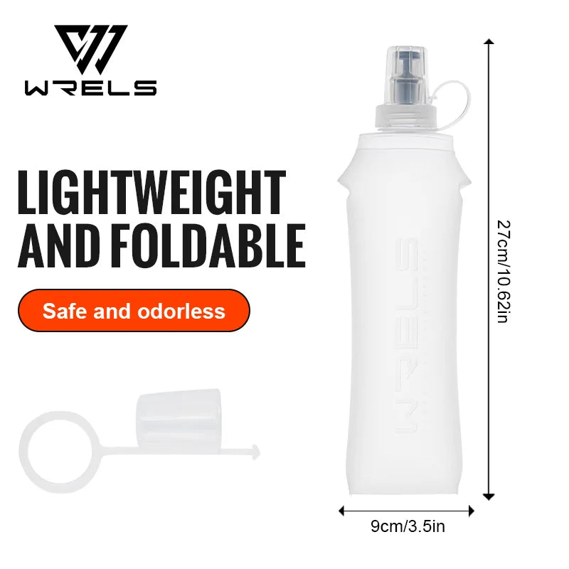 WRELS Collapsible Water Bottle BPA Free Silicone Foldable Soft Flask Outdoor Sport Portable Water Bag Running Camping Water Bag