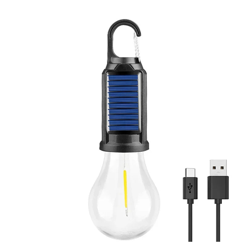Solar LED Camping Bulb — USB Rechargeable Waterproof Portable Light for Tents & Fishing