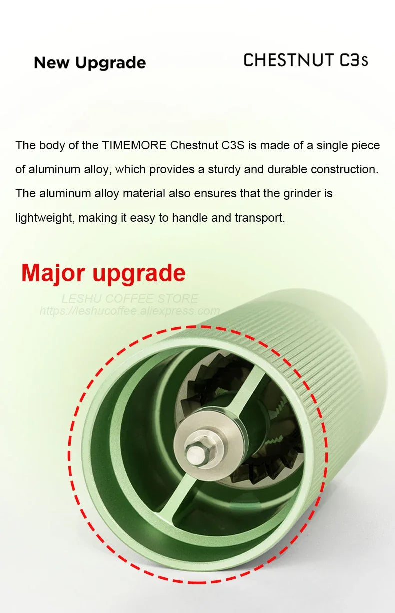 TIMEMORE Chestnut C3S / C3ESP Manual Coffee Grinder — All-Metal Body, S2C Burr, Portable