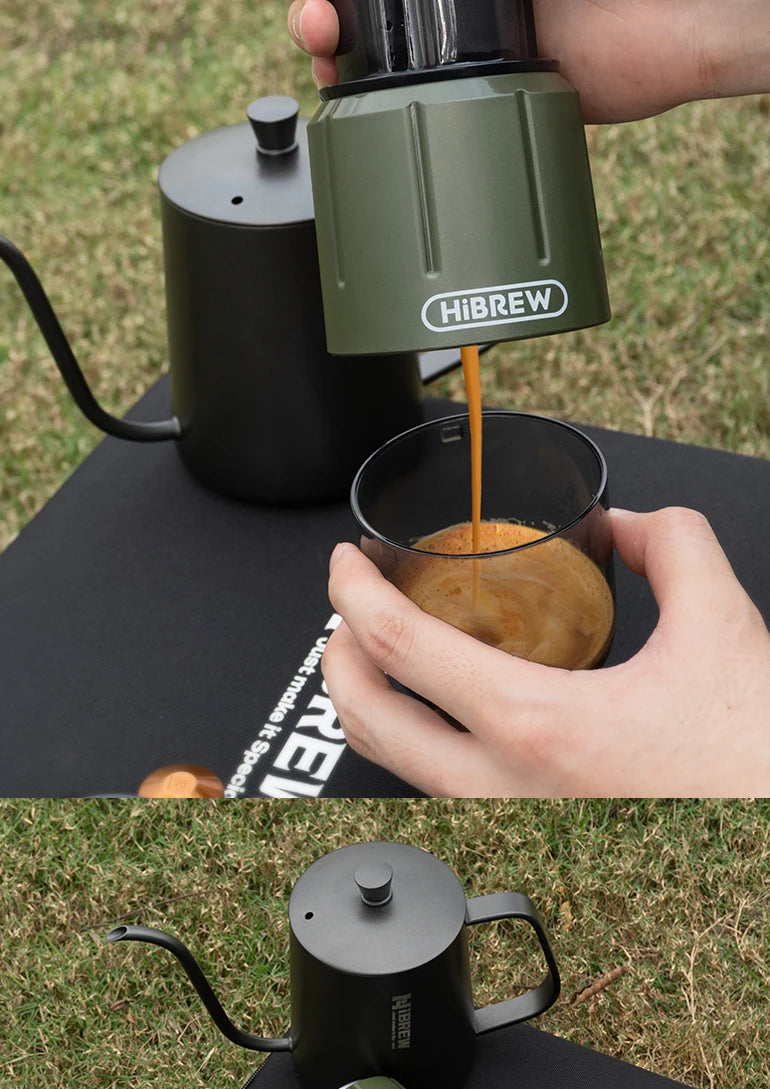 HiBREW H4D 2-in-1 Portable Espresso Maker — Hand-Press, Capsule & Ground, Hot/Cold